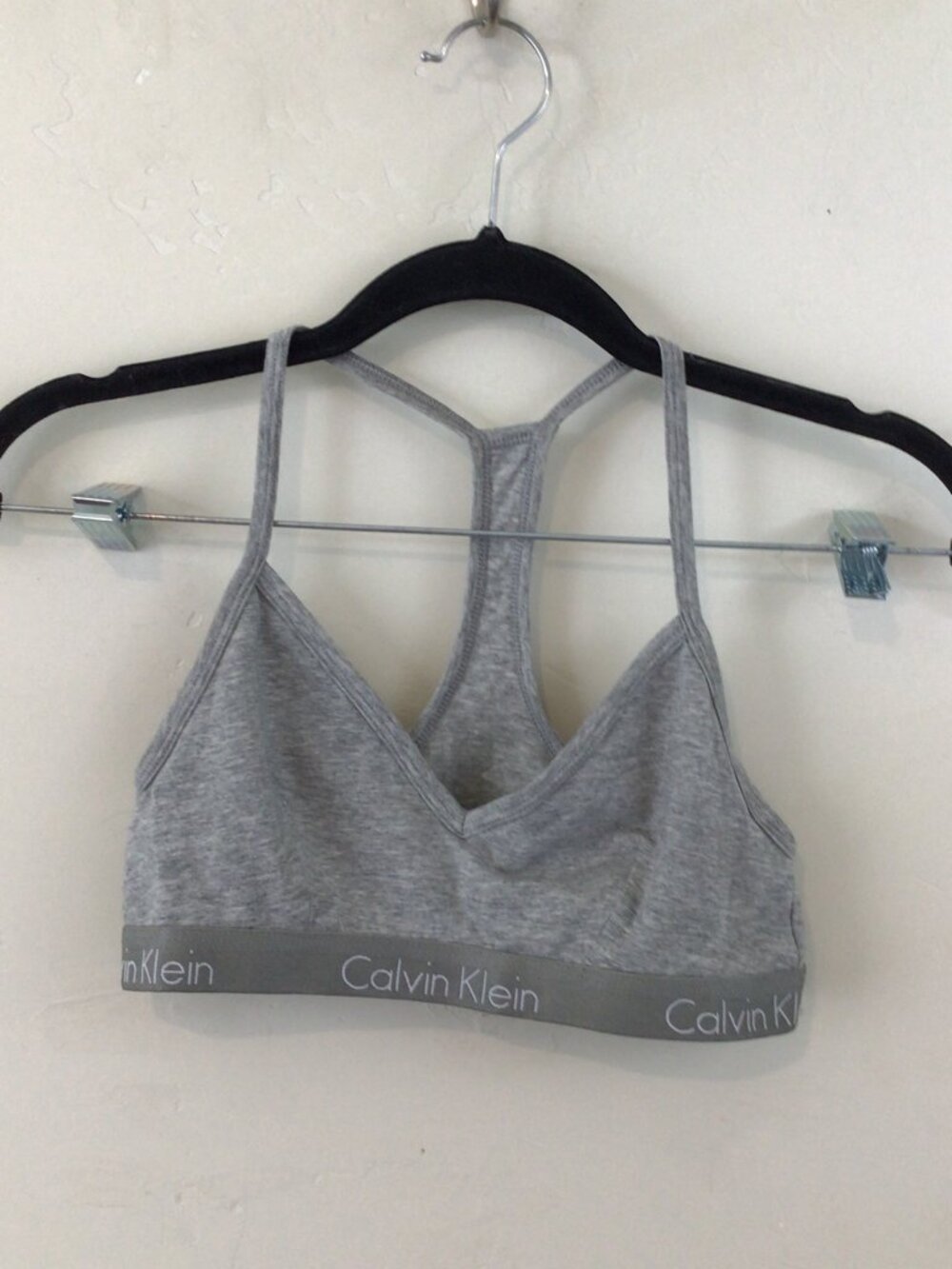 Calvin Klein Logo Gray Thin Racerback Bralette